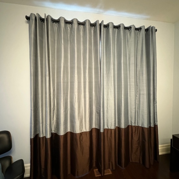 Dupioni Silk Drapery Panels - each 84” wide x 100” tall - fully lined. Blackout - Picture 3 of 5